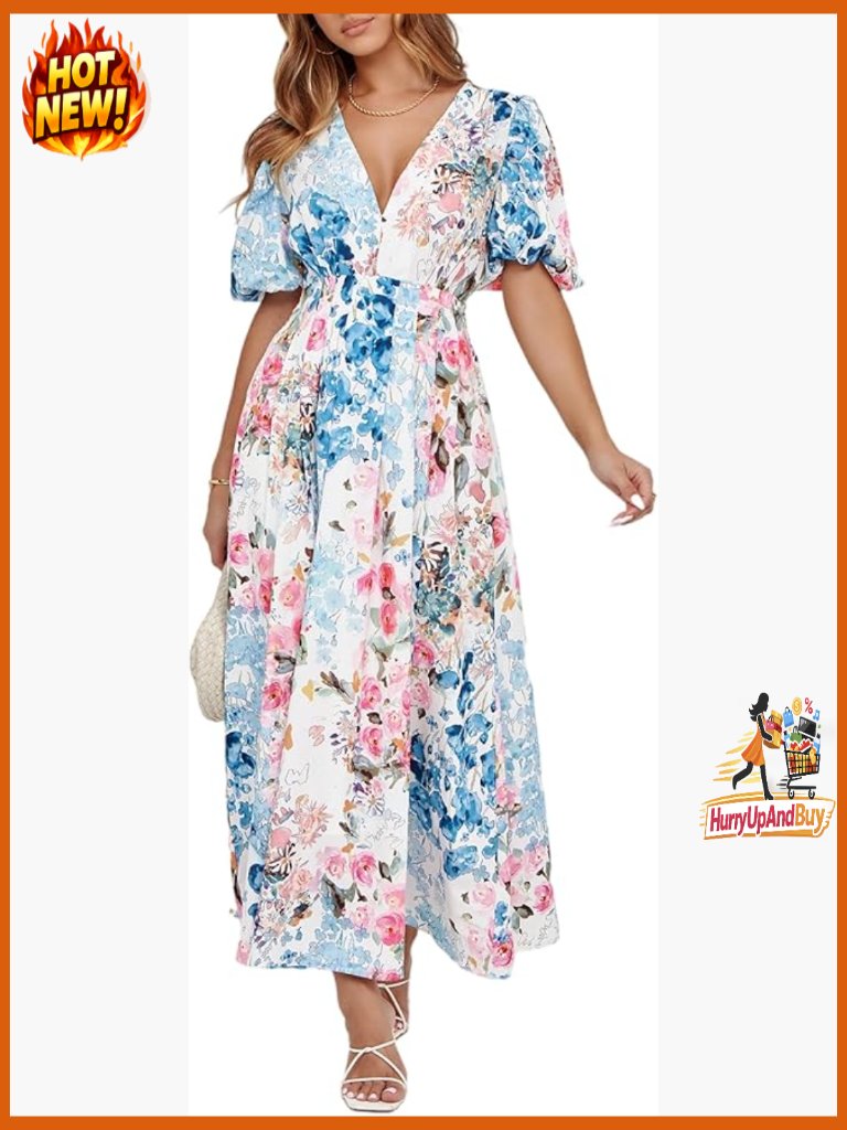 Floral Maxi Dress Elegant Wedding Guest Spring Summer Boho Chic A-Line